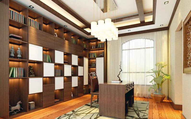 全鋁書柜-02（風格：中式；顏色：胡桃木暖白）